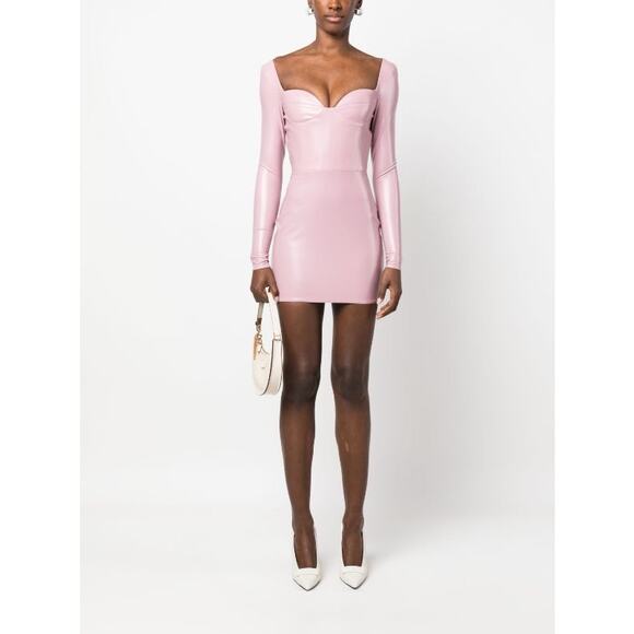 Alex Perry Dresses & Skirts - Alex Perry Patent Faux leather Long sleeve pink bodycon Mini Party Dress sz 8